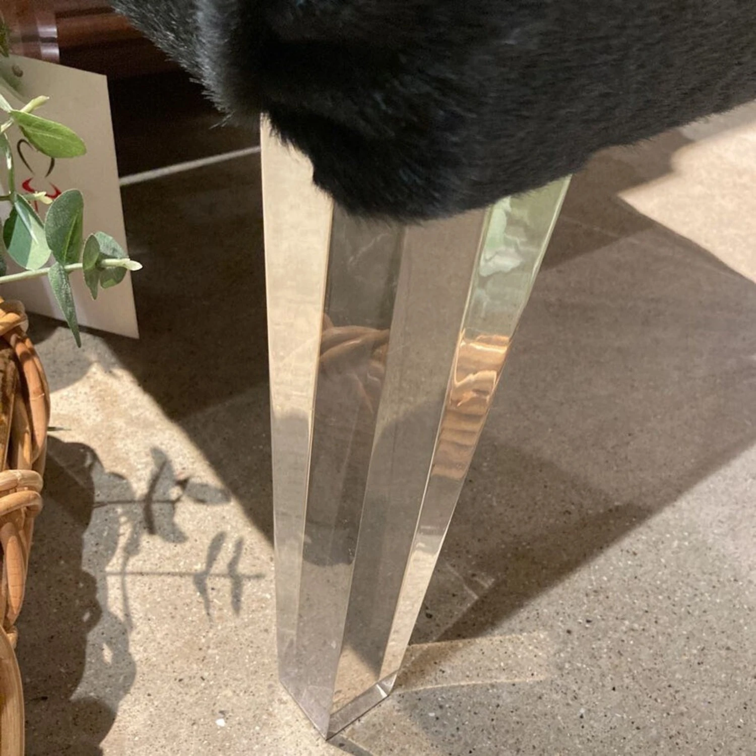 Cowhide And Acrylic Footstool Ottomans - Image 3