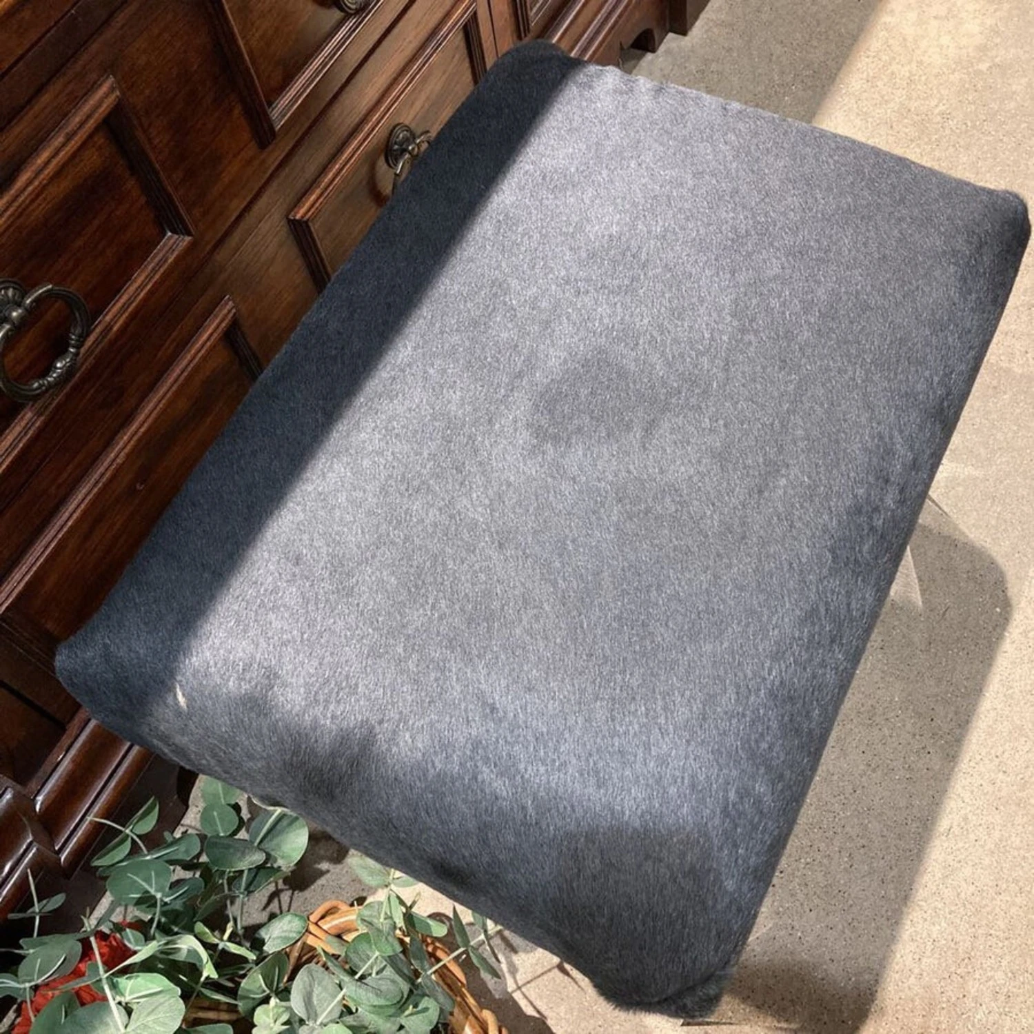 Cowhide And Acrylic Footstool Ottomans - Image 6