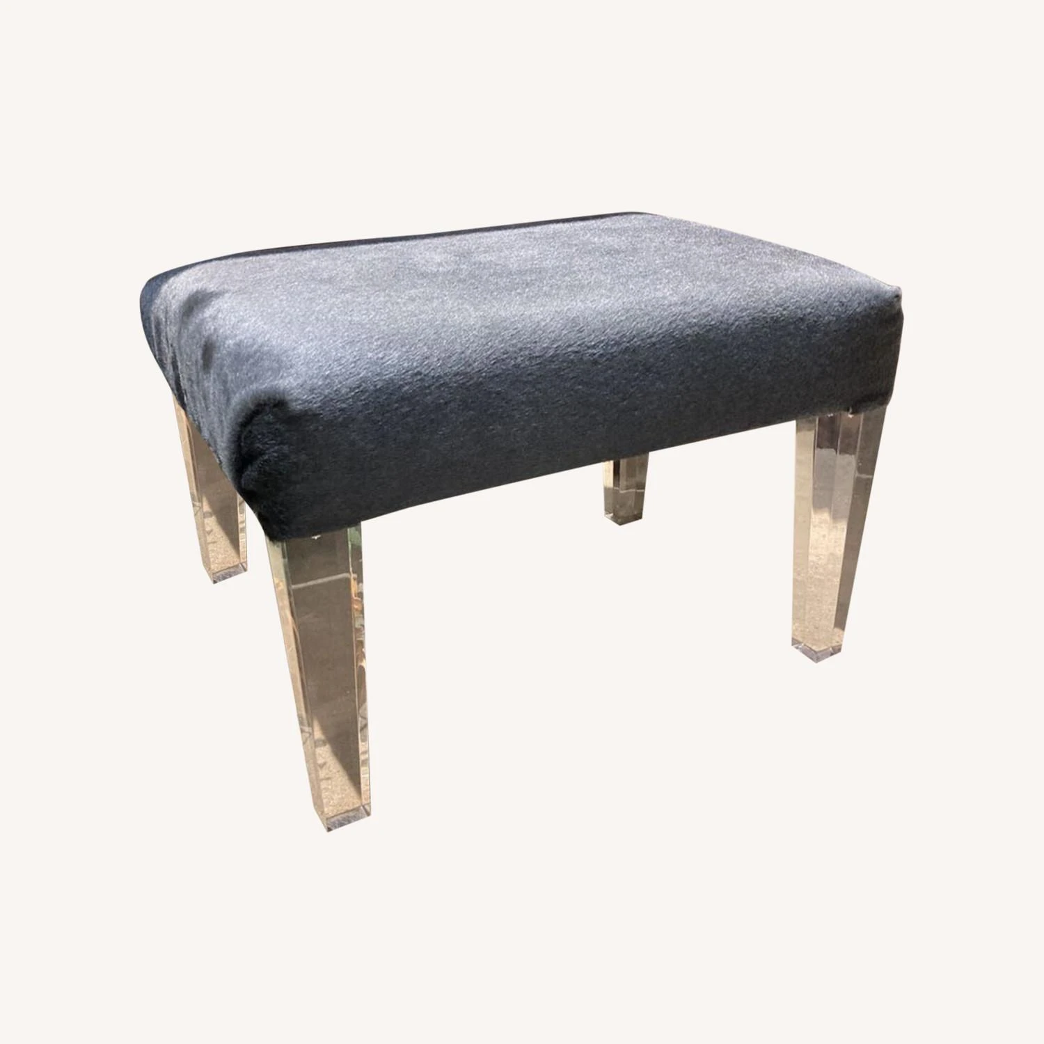 Cowhide And Acrylic Footstool Ottomans - Image 9