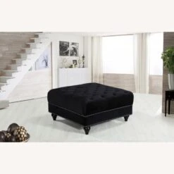 Other Ottoman In Black Velvet W Deep Tufted Seat