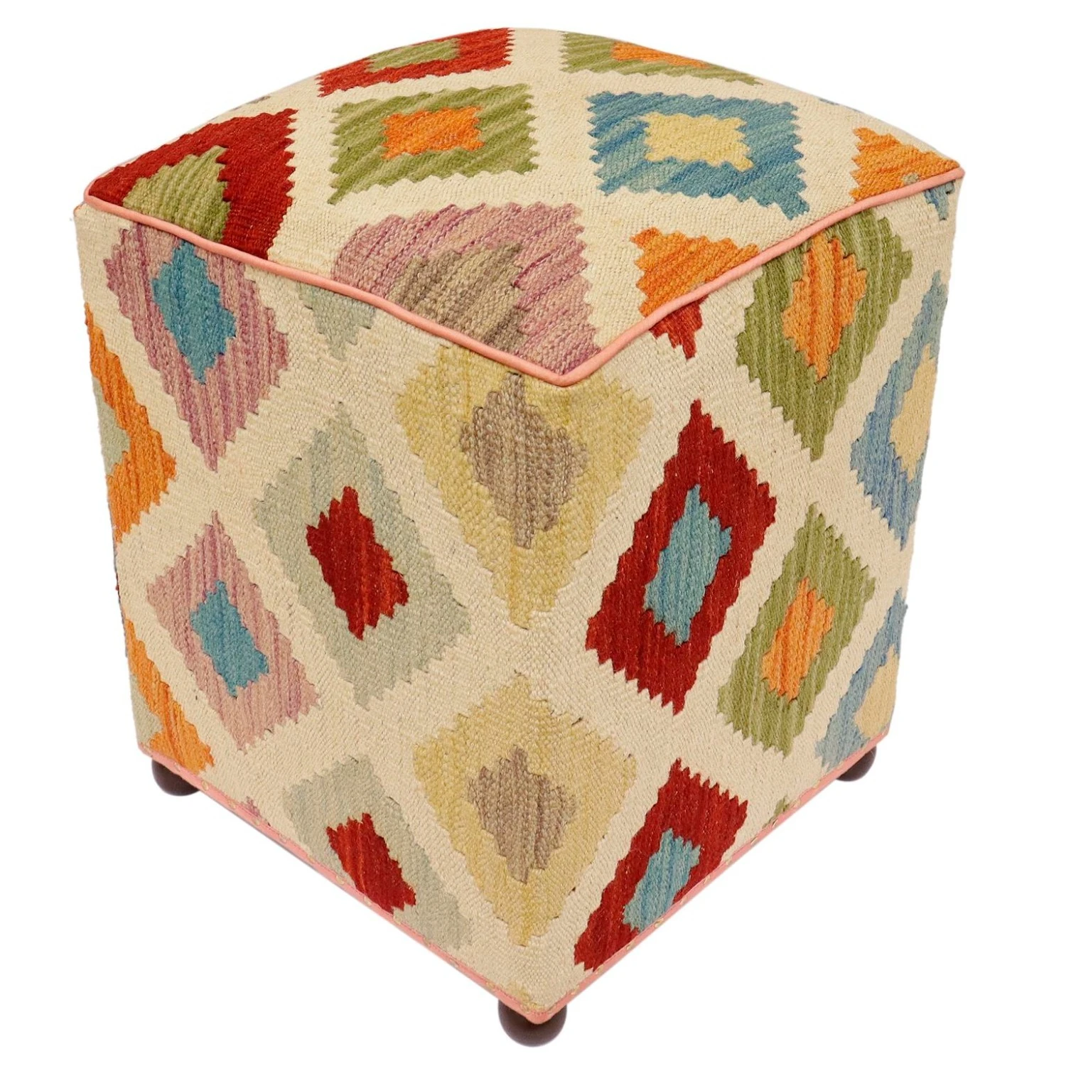 Eclectic Otis Handmade Kilim Upholstered Ottoman