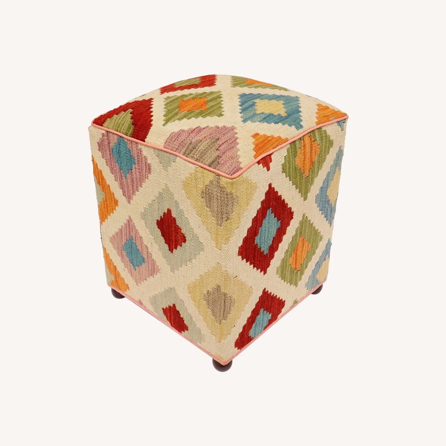 Eclectic Otis Handmade Kilim Upholstered Ottoman - Image 2