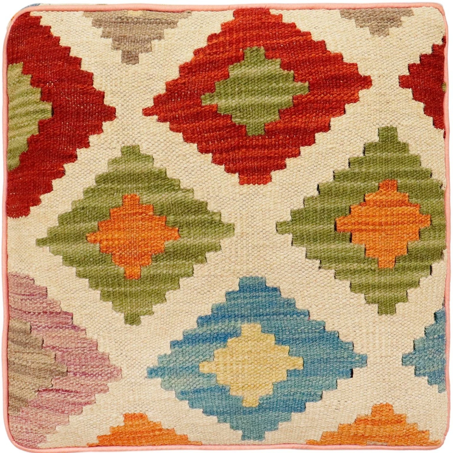 Eclectic Otis Handmade Kilim Upholstered Ottoman - Image 4