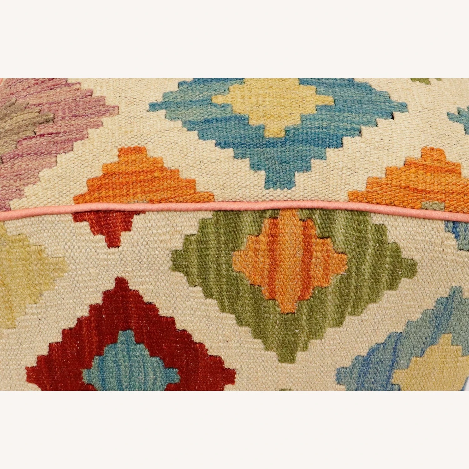 Eclectic Otis Handmade Kilim Upholstered Ottoman - Image 6