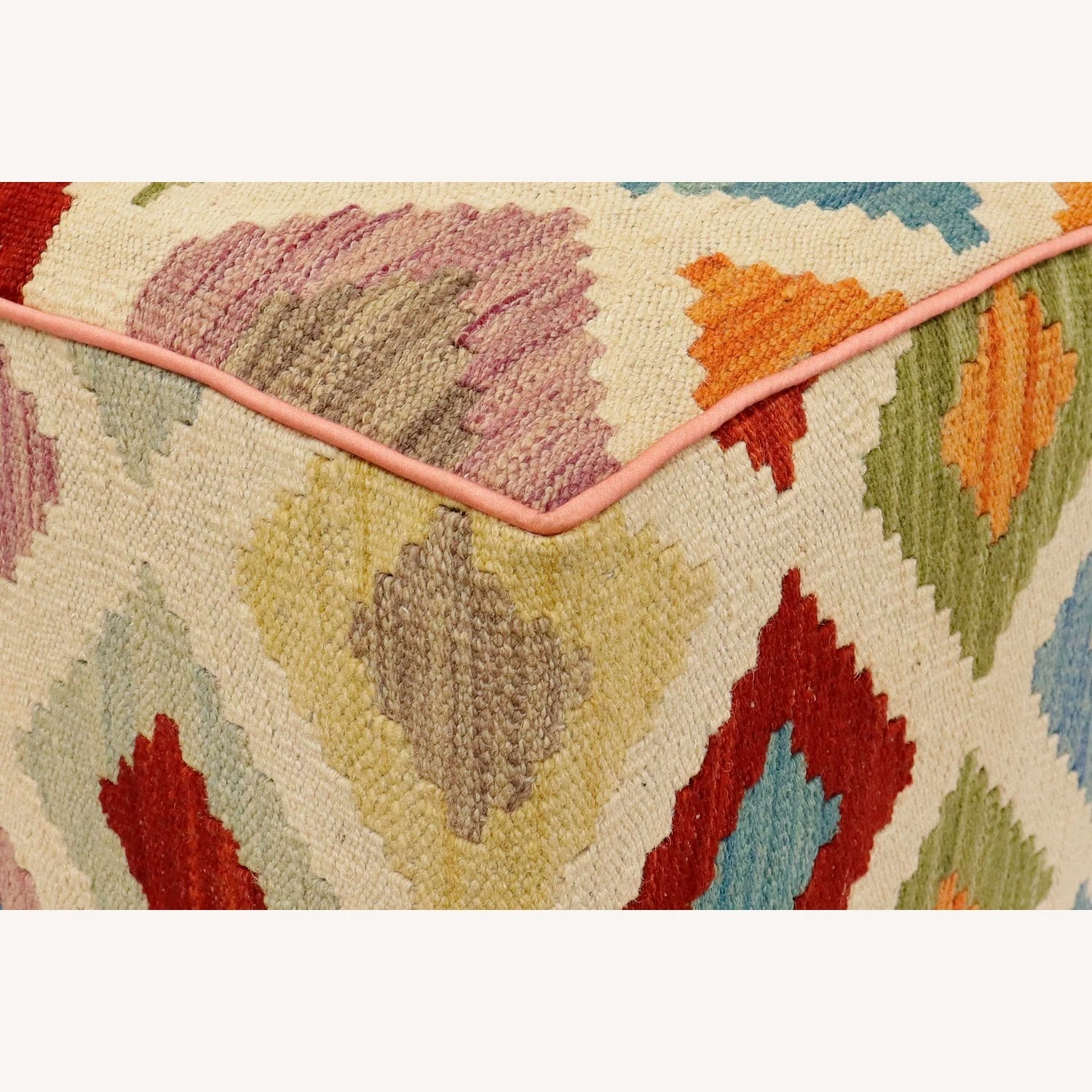 Eclectic Otis Handmade Kilim Upholstered Ottoman - Image 8