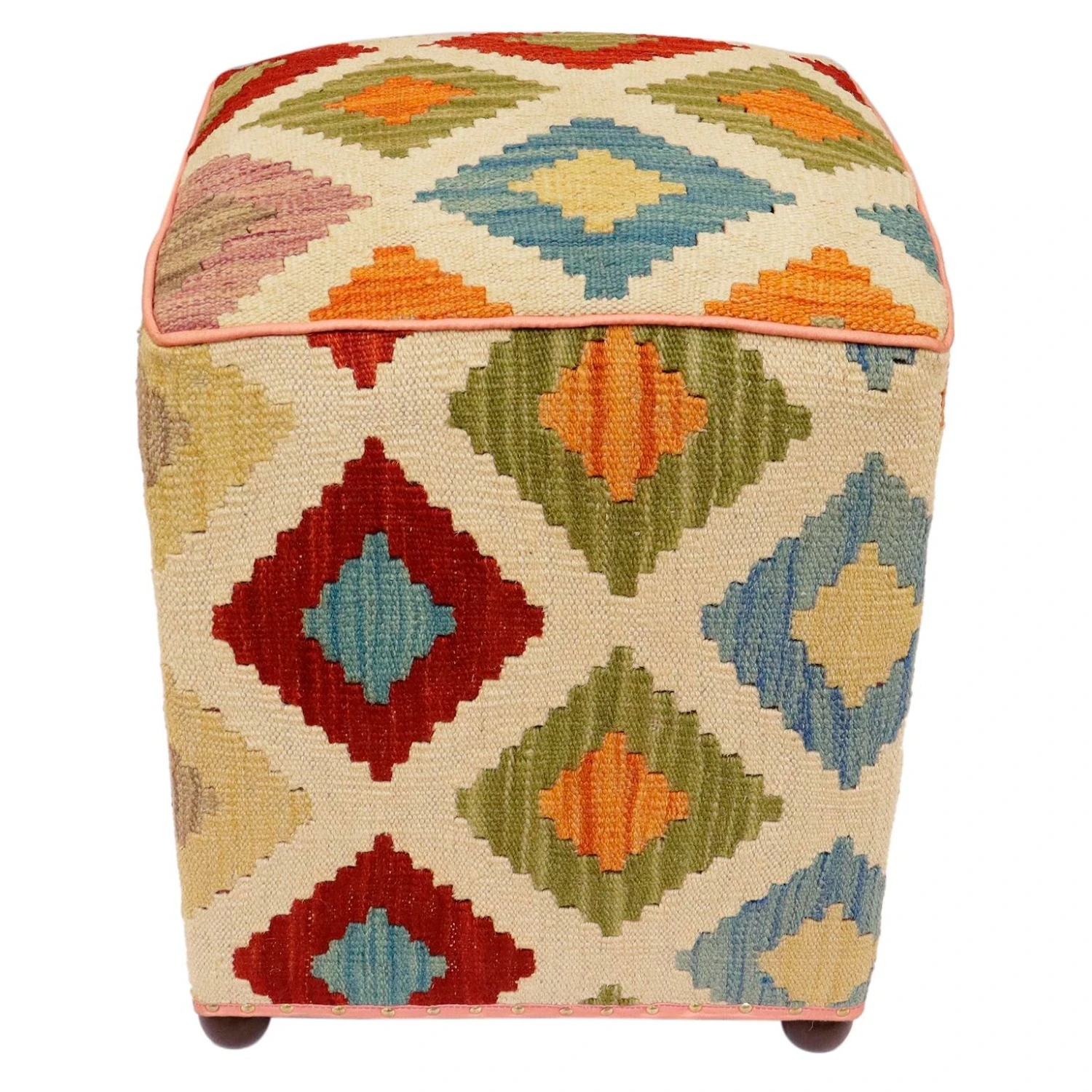 Eclectic Otis Handmade Kilim Upholstered Ottoman - Image 9
