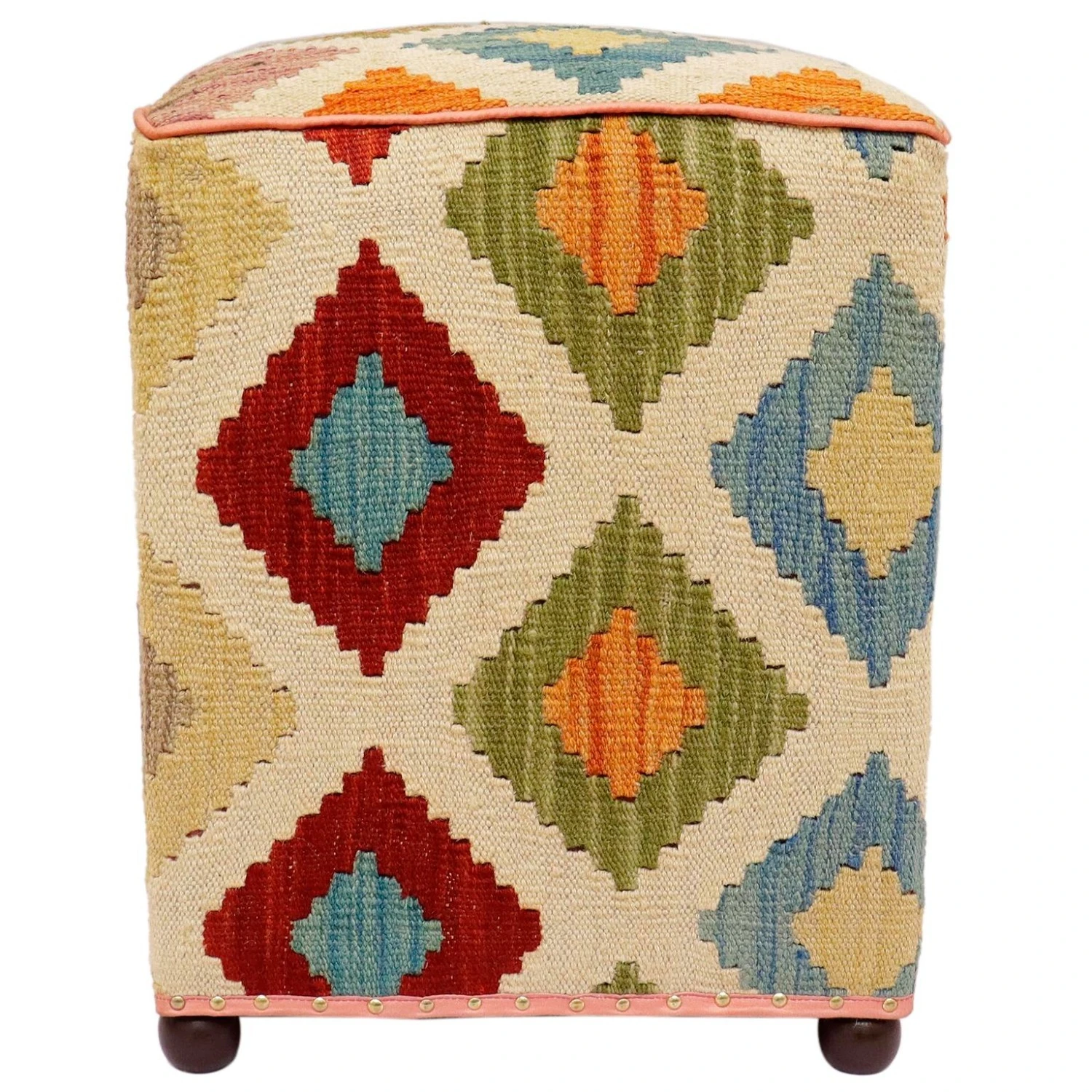 Eclectic Otis Handmade Kilim Upholstered Ottoman - Image 10