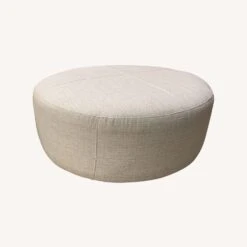 Upholstered Drum Style Ottomans Gray