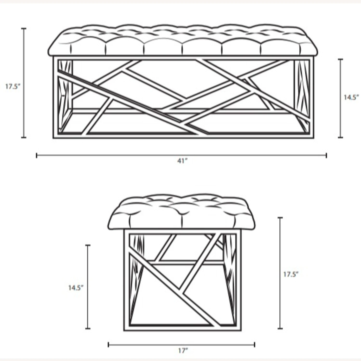 Other Modern Bench In Gray Tufted Velvet Fabric - Image 7
