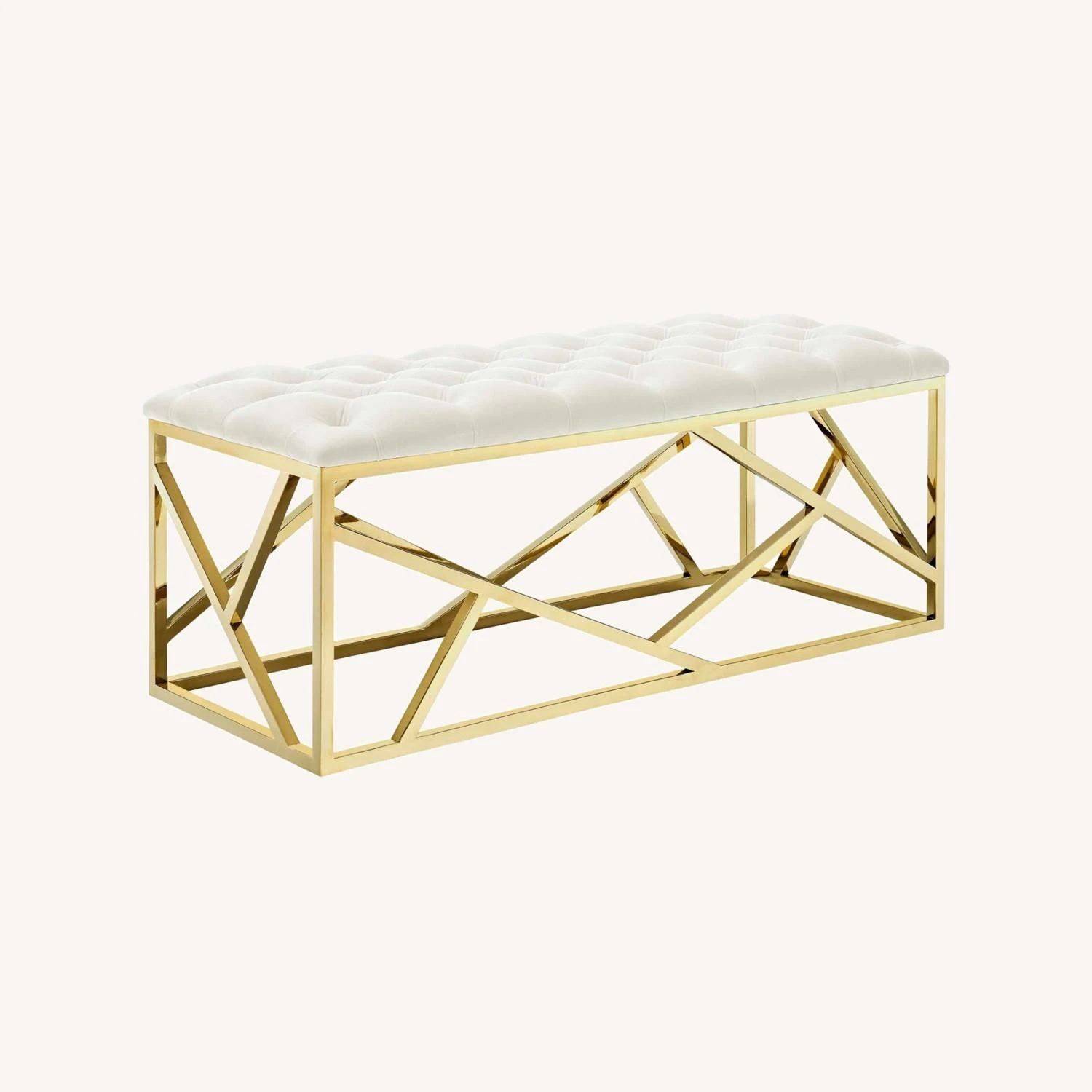Other Bench In Tufted Ivory Velvet Polyester Fabric - Image 6