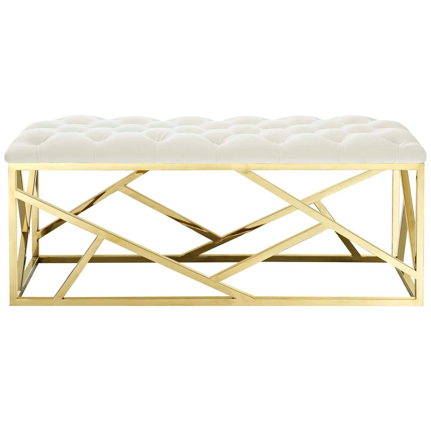Other Bench In Tufted Ivory Velvet Polyester Fabric - Image 8