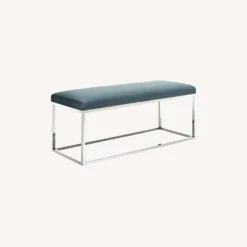 Other Bench In Sea Blue Velvet & Silver Steel Base